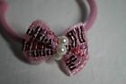 Pink Fabric Headband W/Sequined Bow & Pearls Accessory For 18" Doll New