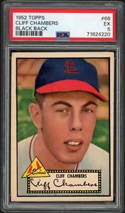 1952 Topps Cliff Chambers Black Back #68 PSA 5 FRESH SLAB!