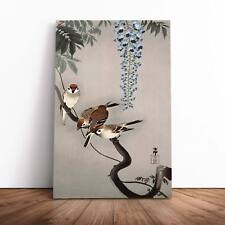 Sparrows At Wisteria Asian Bird Ohara Koson Canvas Wall Art Print Framed Picture