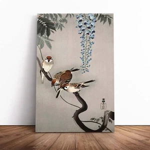 Spatzen bei Wisteria asiatischer Vogel Ohara Koson Leinwand Wandkunst gerahmter Druck Bild - Bild 1 von 7