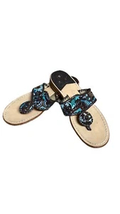 Jack Rogers x Vera Bradley Java Blue Paisley Navajo Classic Flat Sandals Size 8 - Picture 1 of 7