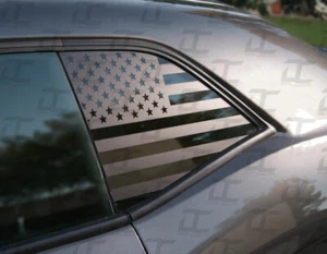 2008-2022 Challenger Flat Black American Flag Rear Quarter Window Accent Decal 2 - Picture 1 of 3