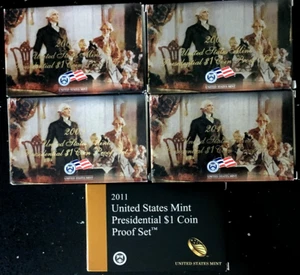 5 U.S. Mint Presidential $1 Coin Poof Sets 2007, 08, 09, 10, 11 COA & BOXES - Picture 1 of 1