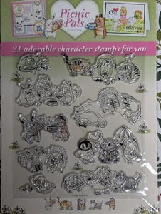 Alice Wong PICNIC PALS Photopolymer 21 Clear Stamps Animals Nature Friends NEW - Picture 1 of 3