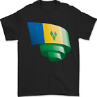 Curled Saint Vincent And Grenadines Flag Football Mens T-Shirt 100% Cotton