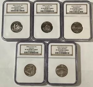 2005-S CLAD US State Quarters Proof Set (5) ~ NGC PF70 Ultra Cameo - Picture 1 of 2