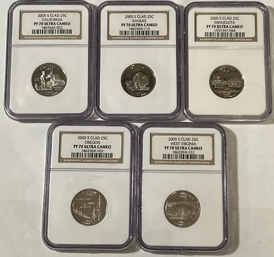 2005-S CLAD US State Quarters Proof Set (5) ~ NGC PF70 Ultra Cameo - Image 1 of 2