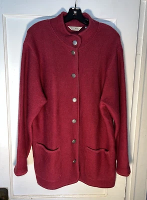 Jaqueta suéter cardigã feminina de lã vintage LL Bean rosa borgonha tamanho 1X c781 - Imagem 1 de 4