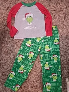 Grinch Christmas Pajamas Set Size M 8-10 Dr. Seuss Long Sleeves Fleece Pants - Picture 1 of 6