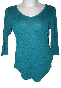 Túnica B&B Boutique azul verdoso jaspeado doble cuello en V tiras LS tejida para mujer talla M - Imagen 1 de 6