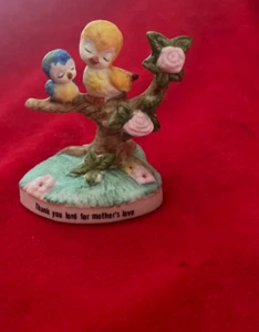 Vintage Thank You Lord for Mother's Love Ceramic Mommy and Baby Bird Figurine - Picture 1 of 7
