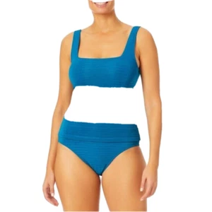 Time and Tru Women 2pc Square Neck Top & Ribbed Bottom Teal Blue 1X-16/18w#C8X - Picture 1 of 4
