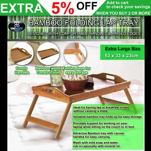 Wooden Bamboo Folding Tray BAMBOO FOLD UP LAP TRAY Tea Coffee Table Breakfast - Picture 1 of 4