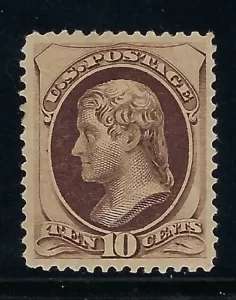 B&D: 1879 U.S. Scott 188 10c braun Jefferson ABNC Softpaper -- MHOG mit PSE CERT - Bild 1 von 3