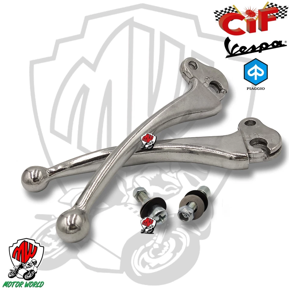 COPPIA LEVE CROMATE FRENO FRIZIONE VESPA PX 125 150 200 ARCOBALENO - Immagine 1 di 1