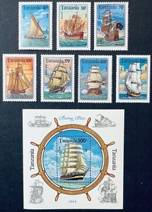 TANZANIA SAILING SHIPS STAMPS SET + S/S 1994 MNH BATTLE SHIP BOAT SEA VESSEL 1 - Picture 1 of 3