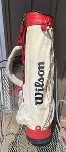 Vintage Wilson Red & White Golf Bag w/ Shoulder Strap, Cover, 3 Way, 36" Tall - Picture 1 of 8