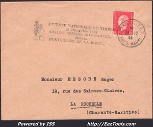 FRANCE LETTRE GRIFFE FORTERESSE DE LA ROCHELLE CACHET NON PARVENU DU 31/12/1944 - Picture 1 of 2