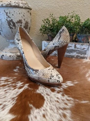 Boutique 9 Leather Faux Snake Wood Heels Shoes - Image 1 of 4