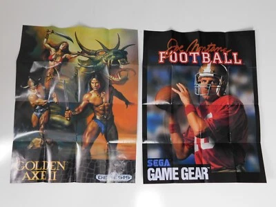 Lot Of 2 Original Sega Genesis Game Gear Posters Golden Axe II Joe Montana - Image 1 of 4