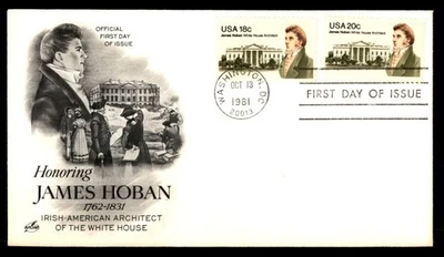 Mayfairstamps US FDC 1981 Washington DC dual James Hoban white house architect a - Image 1 of 2