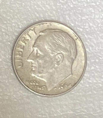 1964 D Dime Mint Error Missing And Incomplete Letters On Obv And Rev. 90% Silver - Image 1 of 4