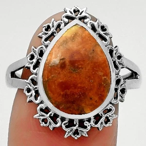Artisan - Natural Red Sponge Coral 925 Sterling Silver Ring s.8.5 Jewelry R-1114 - Picture 1 of 5