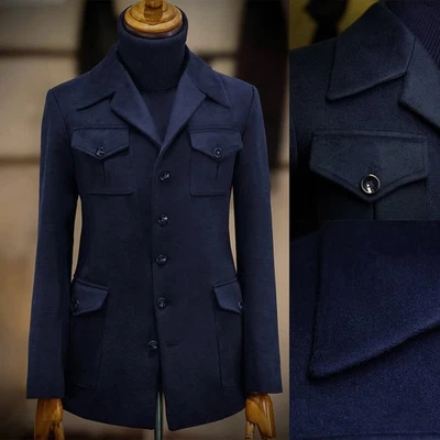 Wool Blend Business Mens Suits Tweed Regular Fit Notch Lapel Outwear Work Wear - Image 1 of 4