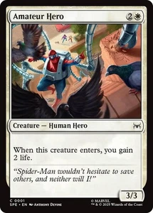 Amateur Hero 1 MTG Marvel's Spider-Man: Eternal-Legal FOIL NM/M - Foto 1 di 1