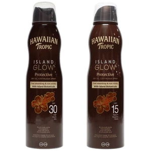 2 x HAWAIIAN TROPIC ISLAND GLOW SPF30 & SPF15 DRY OIL CONTINUOUS SPRAY 177ml - Picture 1 of 1