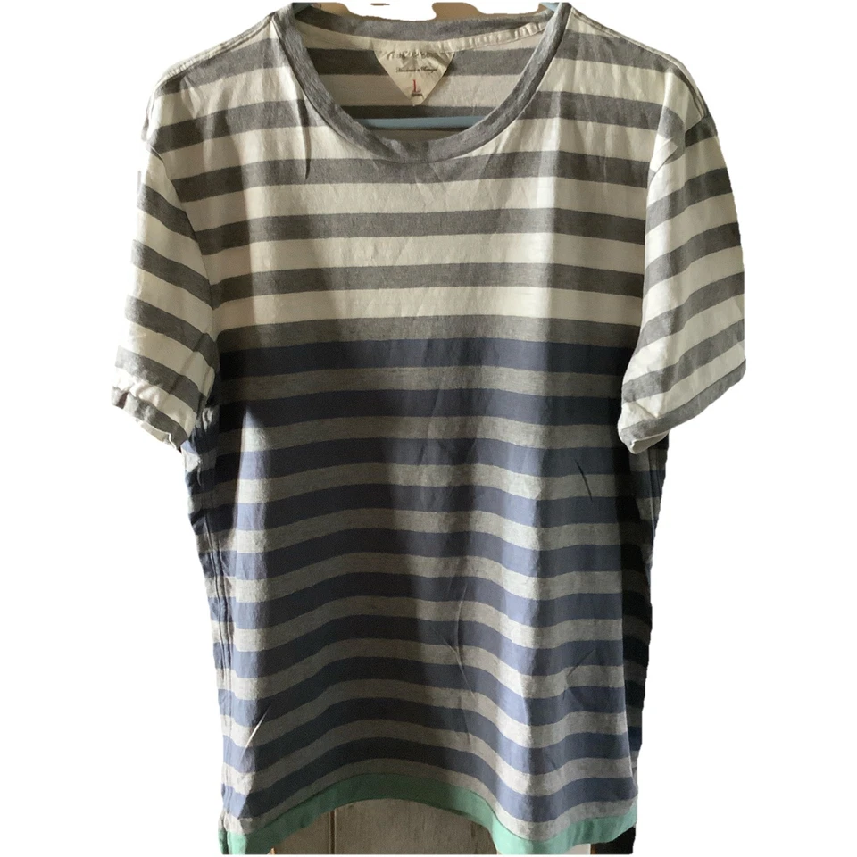 rag & bone Mens T-Shirt Striped 100% Cotton Casual Olive Green /Navy Sz L - Image 1 of 4