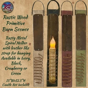 *Rustic Wood Primitive Barn Sconce Candle Holder 15&quot;H Cranberry Brown, - Picture 1 of 9