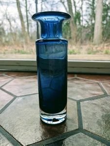 Vtg Stunning Bengt Edenfalk for Skruf Glasbruk Cobalt Blue Vase Sweden 1960s - Picture 1 of 4