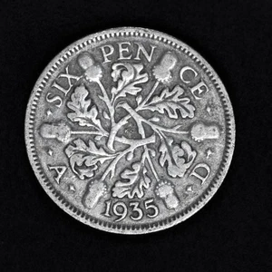 GB GEORGE V SILVER (.500) SIXPENCE - 1935 ++ NICE GRADE! ++[1935-6d] - Picture 1 of 2