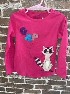 NUEVO CON ETIQUETAS BABY GAP CAMISETA MANGA LARGA NIÑAS 5 AÑOS 5T MAPACHE GAP GLOBOS ROSA TOP - Imagen 1 de 4