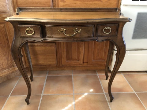 Sligh Lowry Queen Anne Table Dated Signed. Drawers Desk Cabriole Writing Cover