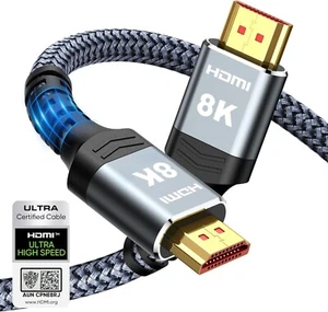 Cable HDMI Highwings 8K 10K 4K 48 Gbps 6,6 pies/2 M certificado trenza de ultra alta velocidad - Imagen 1 de 13