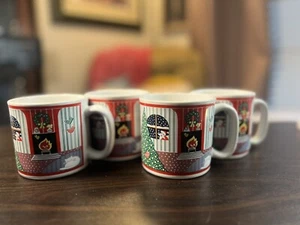 Vintage Noritake Epoch Twas the Night Before Christmas Tassen 4er Set - Bild 1 von 3