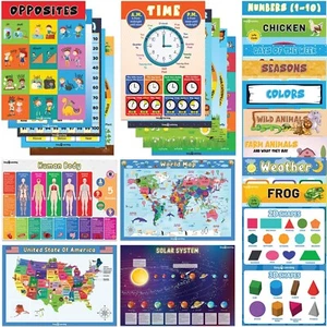 Learning Posters for Toddlers - 24 Preschool Themes - Large 16.5 x 11.7 Inch ... - Picture 1 of 9