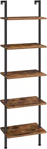 DIY Ladder Shelf, 5-Tier Wooden Wall Mounted Bookshelf, Narrow Bookcase, Display - Picture 1 of 9