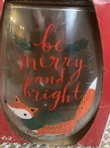 Christmas/Holiday Happy Holidays Stemless Wine Glasses. Set Of 2 NIB - Picture 1 of 4