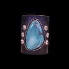 Massive Navajo Sterling Silver Turquoise and Black Leather Ketoh