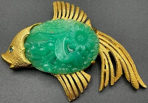 Vintage Hobe Peking Glass Fish Pin Brooch - Picture 1 of 8