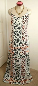 ISLA TALULAH White Maxi DRESS Size M AU 14 US 10 NWT Black Animal Print Mob Wife - Picture 1 of 6