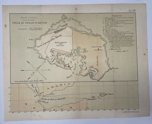 PERIM ISLAND RED SEA 1884 19TH CENTURY ANTIQUE SEA CHART - Picture 1 of 4