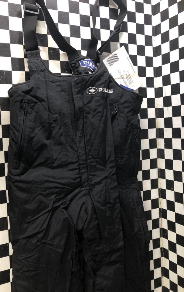 Polaris OEM Mens Medium Black Waterproof MVT Snowmobile Bibs - Image 1 of 4