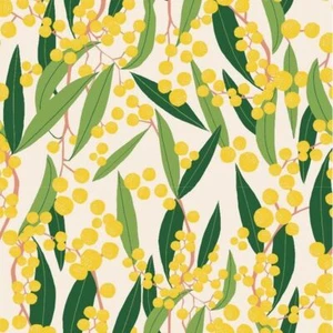 Australian Wattle White Robyn Hammond 108 inch Backing Cotton Fabric 1/2 YARD - Picture 1 of 3