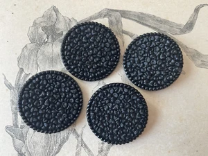 4 Grands Boutons anciens en verre noir - Haute Couture collection 3,6cm - Picture 1 of 3