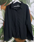 Longchamp Womens 2X Front Pockets Button Front Long Sleeve Shirt Black