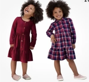 Biscotti Girls Dress Red Multicolor Plaid 2-Pack Round Neck Cuffed Wrist Size 5 - Picture 1 of 5